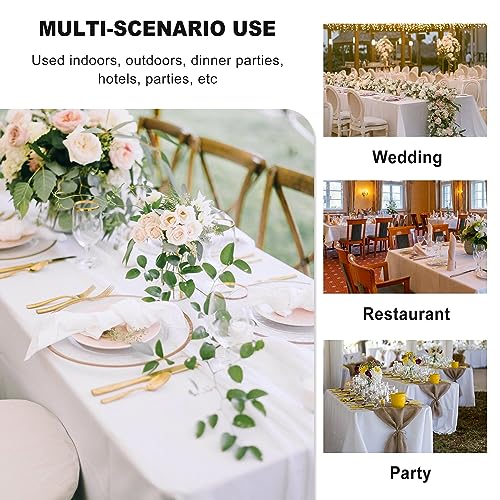 Image of sancua 8 Pack White Tablecloth 90 x 132 Inch - Rectangle Table Cloth for 6 Feet Tables Stain and Wrinkle Resistant Washable Polyester Table Cover for Dining Wedding Banquet Party Buffet Restaurant