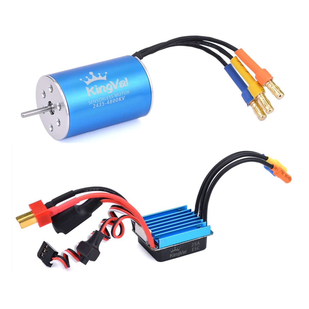 KingVal Replacement 2435 4800KV Sensorless Brushless Motor Shaft 2.3mm with 25A Brushless ESC Compatible with 1/16 1/18 RC Car