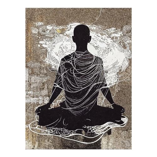 Méditation et loisirs créatifs adultes avec la peinture diamant 5D POLIUAWS 30x40
