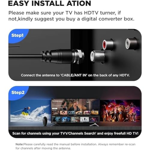 Digital TV Antenna Indoor,【1200+ Miles Super Long Range】【Smart Chip for Local HD Channels】-with Amplifier Signal Booster,Supports 4K 1080p for Smart & Older TVs,18ft Coax Cable - image 7