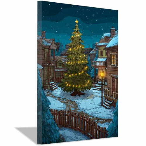 Affiches de Noël arbre de noël PUQAAEO - Tableaux de Noël modernes encadrés 70x100cm