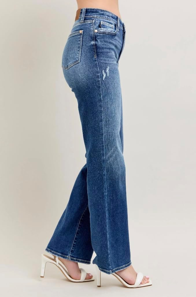 Judy Blue High Rise 90's Straight Leg Jeans- Ivory Gem - Image 7