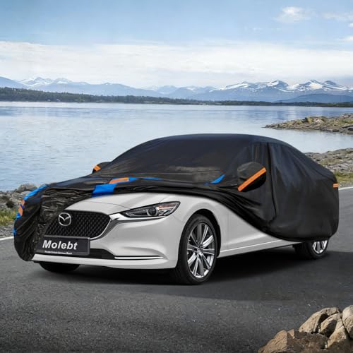 Image of Custom Fit Car Cover for Mazda 6 (2002-2026), Upgraded Waterproof All Weather Outdoor Auto Cover with Driver Door Zipper & Mirror Pockets, UV /Snow /Dust Protection