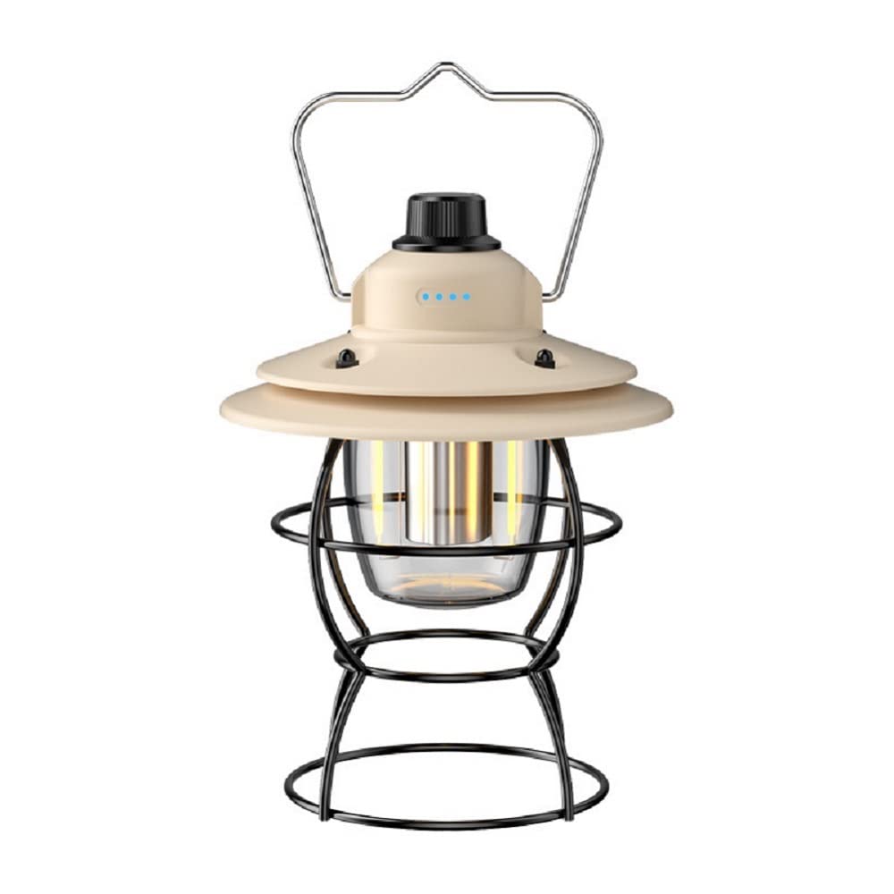 Lampka nocna, lampa kempingowa LED, latarnia kempingowa z ładowaniem USB, latarnia kempingowa retro z hakiem, regulacja trybu światła 3, IPX4 Wodoodporna zewnętrzna lampa kempingowa do namiotu turysty