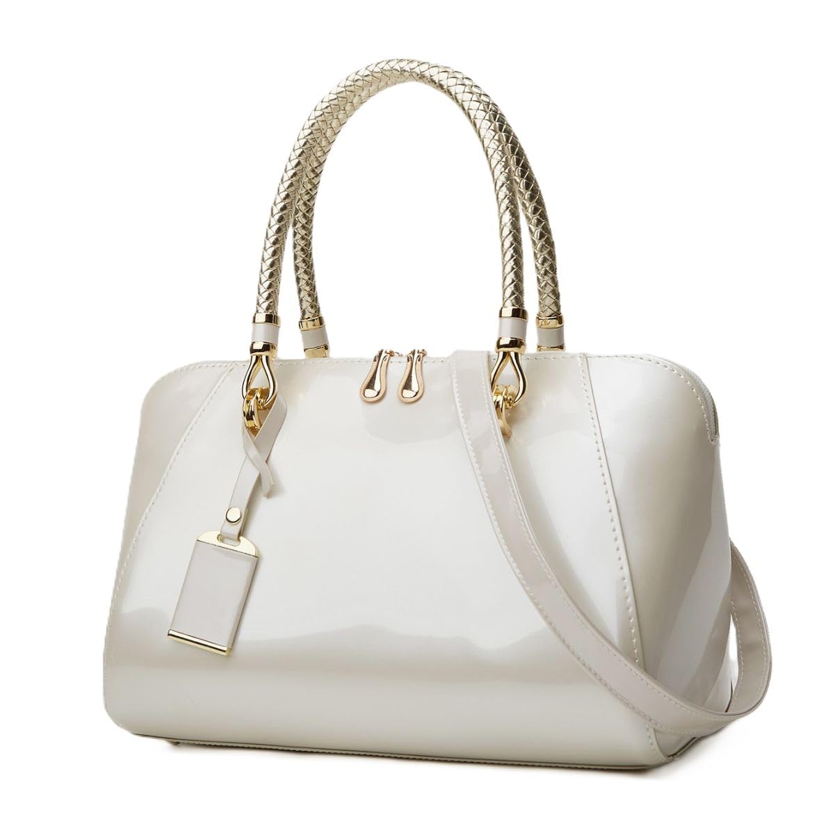 Gloosy versatile patent women's bags, texture and personality, portable Handbag, crossbody bag(BEIGE)-image-15