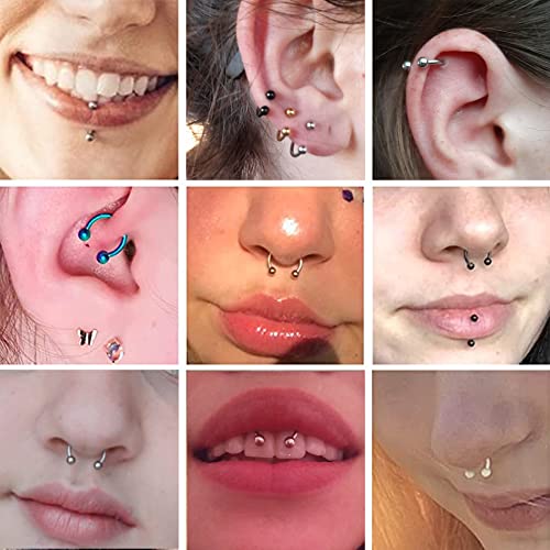 Sanfenly 48Pcs 14G Stainless Steel Horseshoe Nose Septum Rings Piercing Jewelry Cartilage Helix Tragus Earring Hoop Eyebrow Lip Hoop Piercing Ring For Women Men 6Mm 8Mm 10Mm 12Mm #TOP3