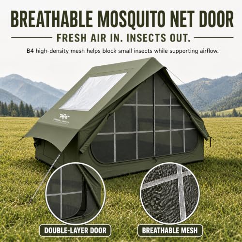 Image of 4-6 Person Inflatable Camp Tent PU2000 Water-Resistant Stove Jack AC Port