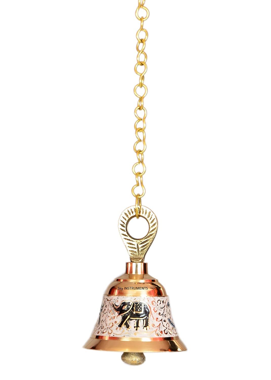 Sky Instruments Pooja Hanging Bell (3.5inch Height and 2.8inch Width with 20 cm Chain)