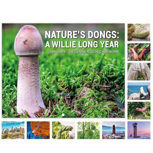 Gag Gifts - Funny Calendar 2026, 12 Months from Jan. 2026 - Dec. 2026, 11" x 17" (Open), Wall Calendars with Thick Paper, Perfect Calendars for White Elephant Gag Gifts - Natures Dongs Calendar 2026
