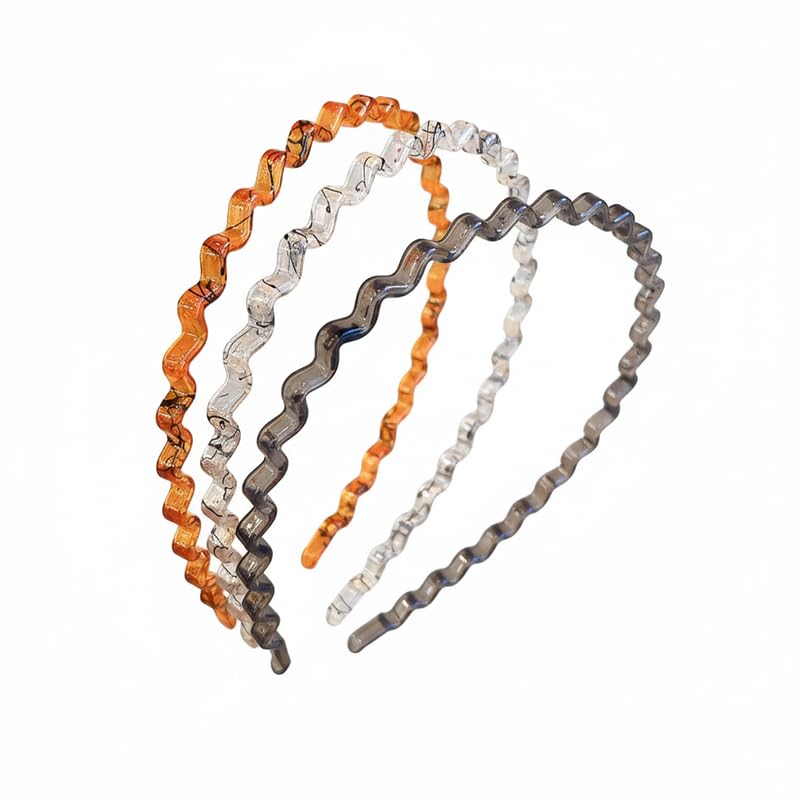 Textured Wavy Headband for Women Crown Style Hair Accessory | 3 Pieces | Multicolor-image-12