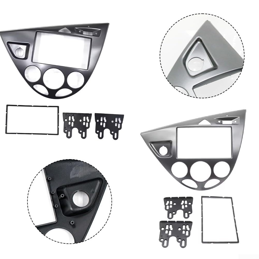Panel Instalación 2 DIN Plástico para ford para fiesta 98-06(Silver Gey)