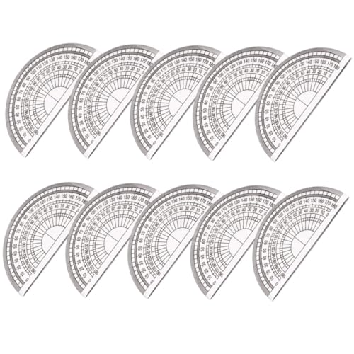 Angoily Transportador de Plástico Transparente de 180 Grados Pequeño 10 Piezas para Matemáticas y Dibujo Herramienta Escolar Precisa para Medir Ángulos y Delineación