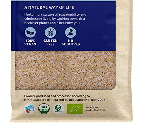 Image of Organic Tattva, Organic Gluten Free Sonamasuri Brown Unpolished Rice - 1Kg | All Natural, Quality Health Food, Enriched with Dietary Fibers & Nutrients (Pack of 2)