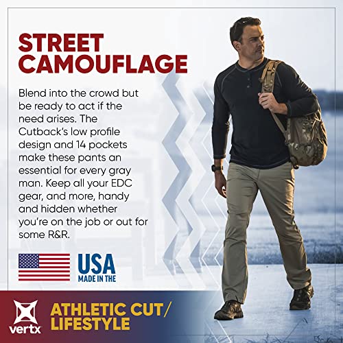 Vertx Men's Standard Cutback Technical Pants Tactical Gear With Pockets Lightweight Stretch Quick Dry Odor Control Athletic Cut Outdoor Pant, Shock Cord, 34X30 #TOP1