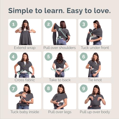 Image of Boba Baby Wrap Carrier - Original Baby Sling Carrier for Newborns (7-35 lbs), Soft, Secure, Hands-Free & Ergonomic, Ideal for Comfortable Bonding, New Parents (Organic Dark Grey)