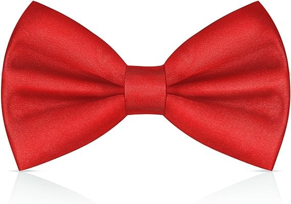 Image of Bow Tie for Men Classic Solid Colour Pre-Tied Satin Formal Tuxedo Bowtie Adjustable Length Clip on Design for Adults Elegant Double Fold Ties for Boys and Men's Party Accessories