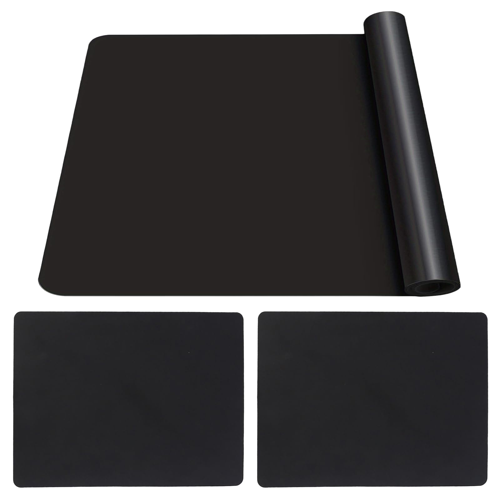 3 Pcs Large Silicone Mat for Kitchen Worktop Protector, Multifunctional Heat Proof Mat, Non-Slip and Heat Resistant Desktop Protector for Countertops, Crafting and Baking, 60x40CM, 30X40CM (Black)