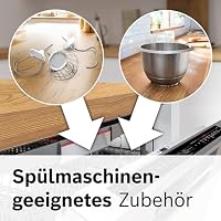 Bosch Küchenmaschine Serie 4, Edelstahl-Schüssel 3,9 L, Knethaken, Schlag- und Rührbesen Edelstahl, spülmaschinenfest, Mixer 1,25 L, Durchlaufschnitzler, 3 Scheiben, 1000 W, grau, MUM58L20 – Ansicht 8