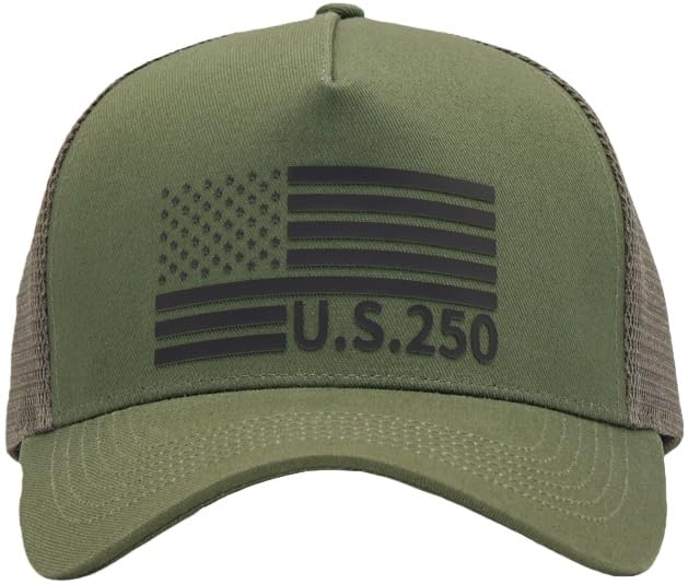 Image of USA Flag Snapback Hat Fits One Size&XXL /3XL - Mens Mesh Trucker Ball Hats - US 250th Anniversary Veterans Memorial Day Gifts