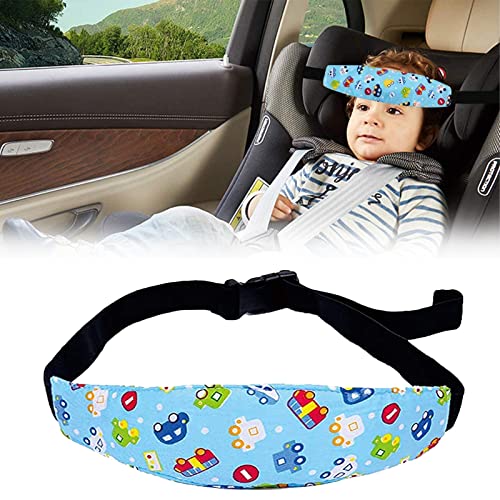 Cinturino Supporto Testa Bambini, Bambino Cinturino Regolabile Auto Sicurezza, Fascia Testa Seggiolino Auto, Dormire Cintura di Sicurezza, Supporti Nanna per Seggiolino Auto Bambini, Blu