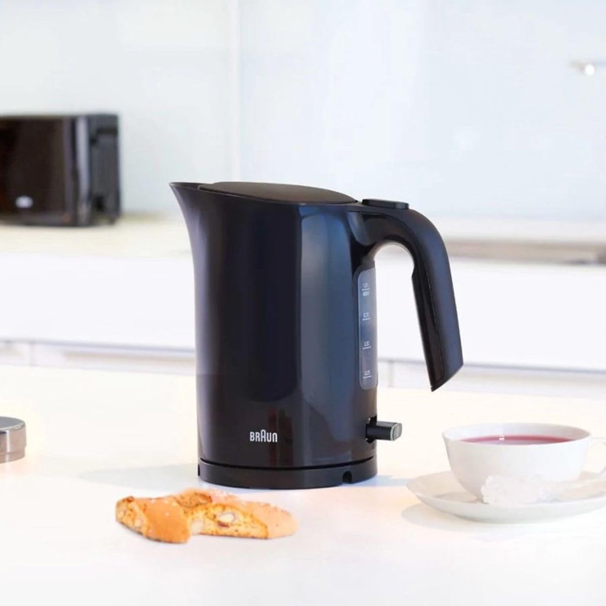 Braun Household WK 3000 BK - Hervidor de Agua (Capacidad de 1,0 l, 2200 W, Sistema de Cocci—n r‡pida, Filtro antical Extra’ble, Gran indicador de Nivel de Agua, sin BPA, Color Negro