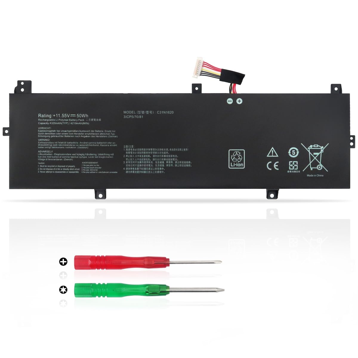 50Wh C31N1620 Batterie pour ASUS Pro P5440F P5440FA P5440FF P5240U P5240UA P5240UF P5240FA P5240FF P5340FA P5340FF P5340UA P5340UF P5440UA P5440UF PU404 PU404U PU404UA PU404UF PU404F PU404FA