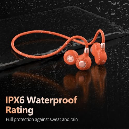 Image of Ortizan Open Ear Headphones, Bluetooth 5.3 Wireless Air Conduction Headphones Sport Earbuds, Premium Sound, IPX6 Waterproof, Clear Call, 19g Lightweight Earphones for Running Cycling Workouts (Orange)