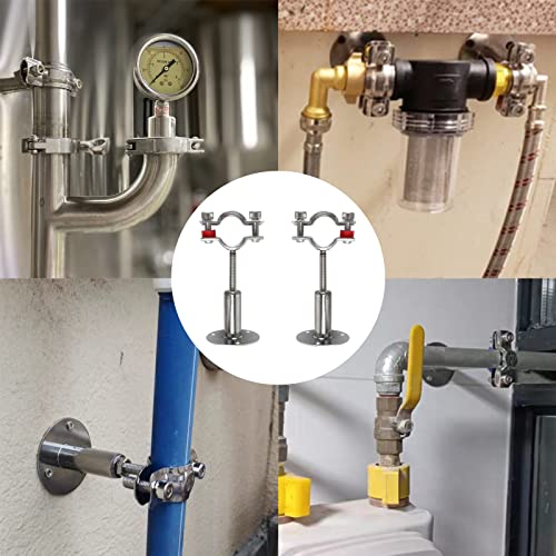 Eyourlife 2 Pcs Stainless Steel Ceiling Pipe Bracket, Wall Mount Ceiling Pipe Support, Adjustable Pipe Support Clamp Pipe Straps With Screws, Fit For Dia 32Mm 1 Inch Pipe #TOP6
