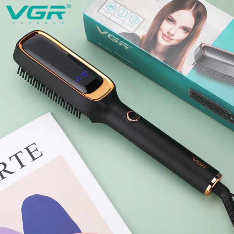 VGR V-560 Professional Hair Straightening Brush 59W, Hair Straightening Comb For Women, Fast Heating, Ionic Care, 5 Heat Settings, Hair Straightener, Hot Brush, Get Naturally Straight Hair in 5 Mins 7 51EPpz4zbjL