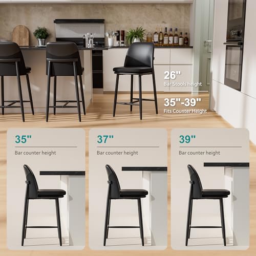 Image of GXJ Black Counter Height Bar Stools Set of 6, Dual Textured Seats