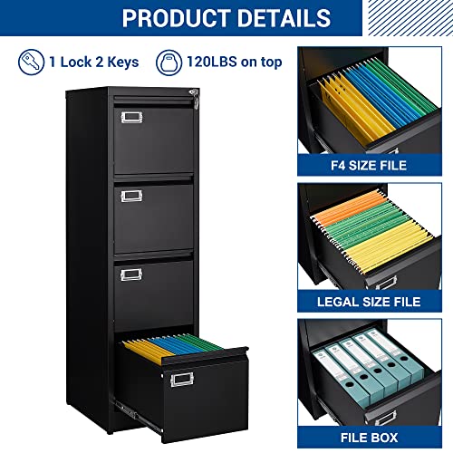 Fesbos 20230306FS 4 Drawers Vertical File Cabinets - Lateral Filing Cabinets - Metal Steel Lockable Storage Cabinets For Home Office To Hanging Files Letter/Legal/F4/A4 Size thumb #8