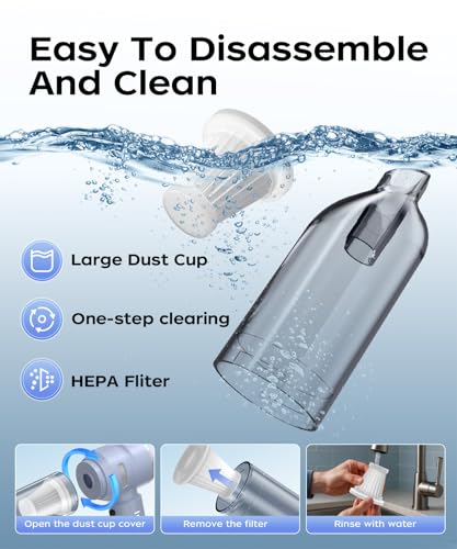 Image of VNOST Car Vacuum,3 Suction Modes,Portable Mini Cordless Cleaner with 50000pa Suction Power,Type-C Charge,Handheld Vacuum for Home,Car,Birthday Gifts for Men Dad Husband(Blue)