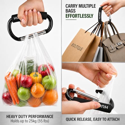 Stroller Hooks 2 Pack Heavy Duty Large Carabiner Clips for Bags & Baby Gear — view 5