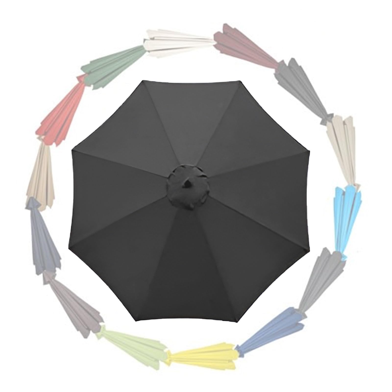 Parasol Replacement Canopy 6 Ribs/8 Ribs 2.0m 2.30m 2.50m 2.70m 3.0m 3.50m Replacement Parasol Fabric Cover For Garden Umbrella UV 50+ Waterproof(Gray,9.8ft (300cm)/6 Ribs)