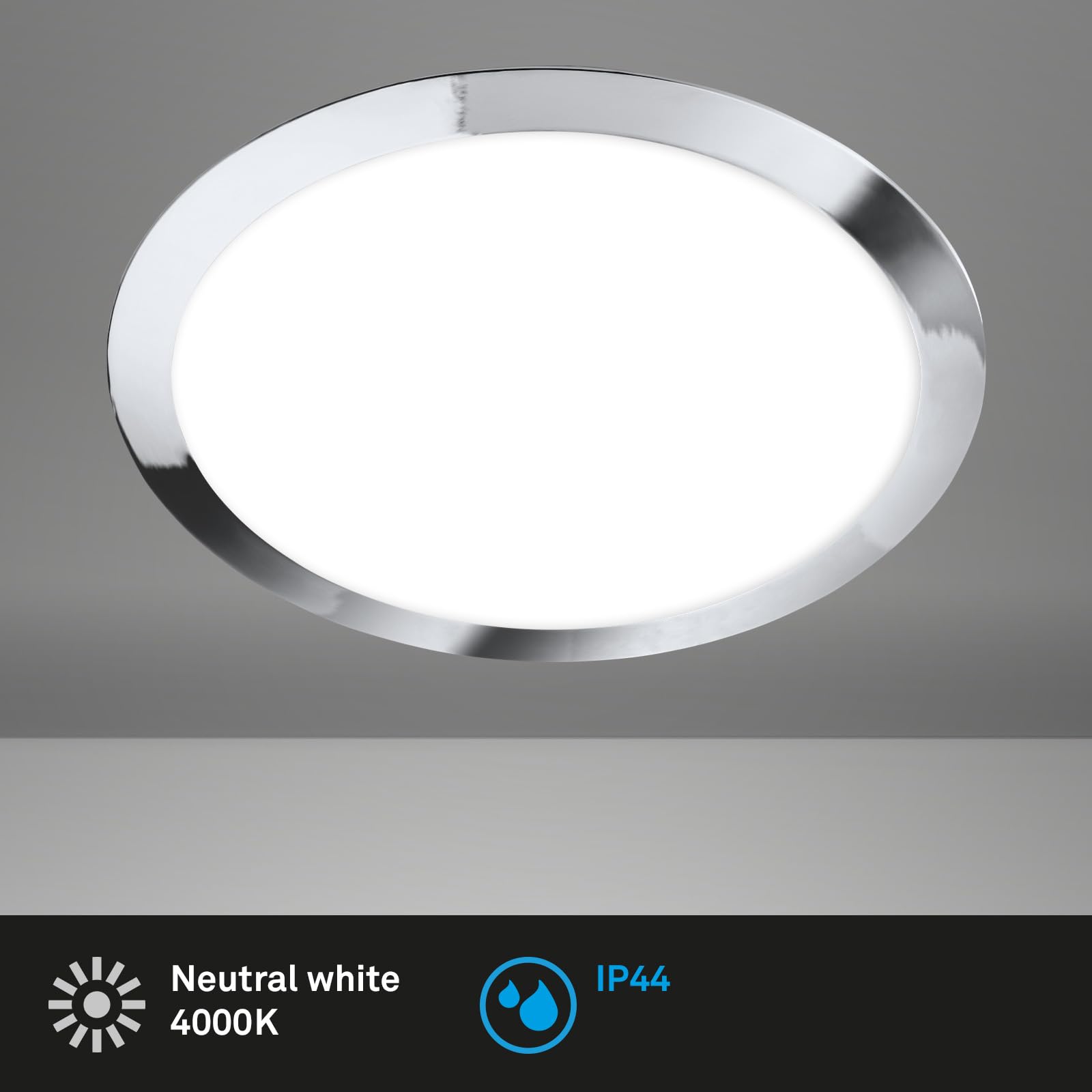 Briloner Rowny LED Plafonnier salle de bain, variateur, télécommande, lumière indirecte, protection contre les éclaboussures et la poussière, blanc, 35 x 5,5 cm