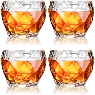 GLASKEY Unique Whiskey Glasses, Set of 4, 11 oz, Premium Scotch Glasses, Bourbon