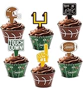 24packs Football Cupcake Toppers and Wrappers Football Theme Birthday Sports Game Day SUPER BOWL ...