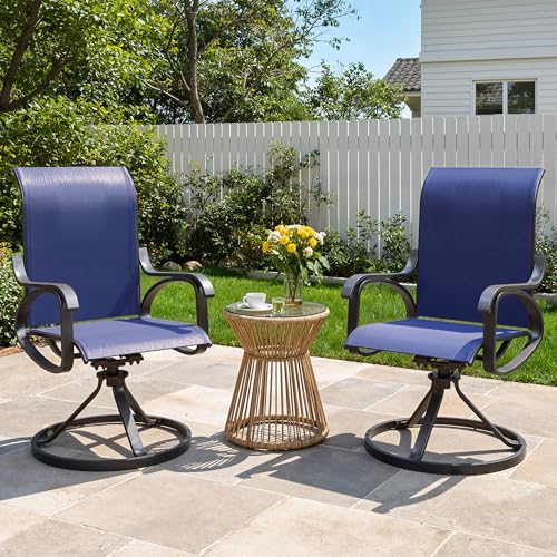 Image of LOUVIXA Patio Swivel Chair Set of 2, All-Weather Patio Swivel Rocking Chair, High Back Patio Dining Chairs for Backyard, Porch, Lawn, Garden(2, Navy Blue)