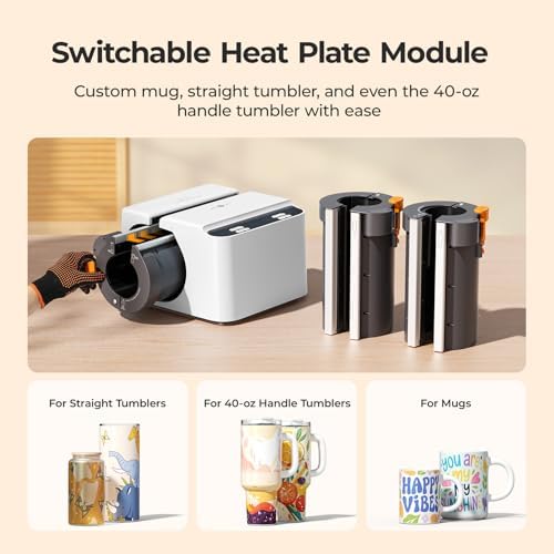 HTVRONT 3 in 1 Tumbler & Mug Heat Press A200 All-in-One Kit - A200 with Two Attachments for Mugs and 40 oz Detachable Handled Tumblers image 5