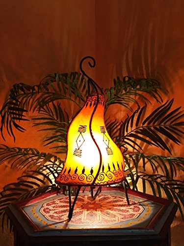 Orientalische Tischlampe Zeliha 42cm Lederlampe Hennalampe Lampe | Marokkanische kleine Tischlampen aus Metall… – Bild 5
