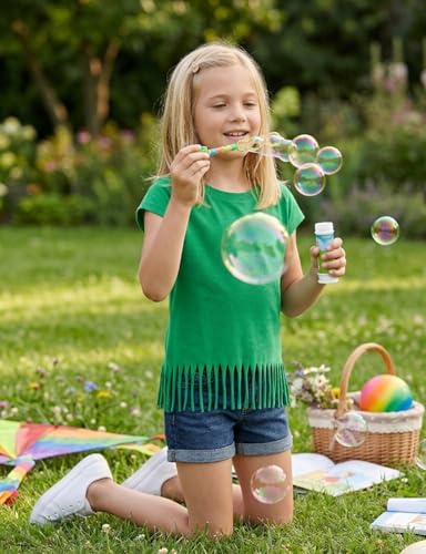 Image of Noomelfish Girls Short Sleeve Fringe T-Shirts Soft Jersey Cotton Tee Tops (3-12 Years)