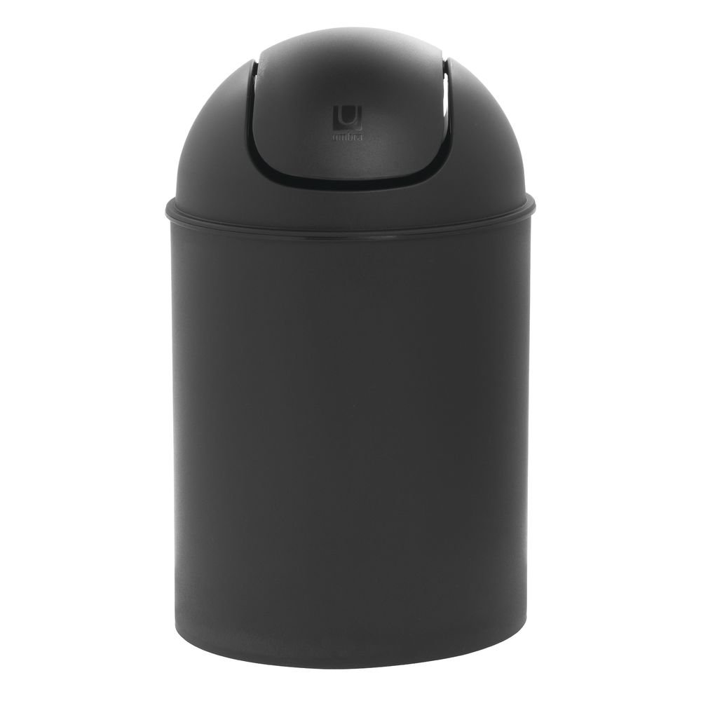 6 qt Black Plastic Countertop Trash Can with Swing Top - 7 1/2"Dia x 12"H by HUBERT – 7.5 inches (Dia.) x 12 inches (H), 6.0 quarts, Plastic, Black