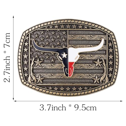 Image of Cowboy Belt Buckle for Men Western Cowgirl Rodeo Longhorn Bull Belt Buckles
