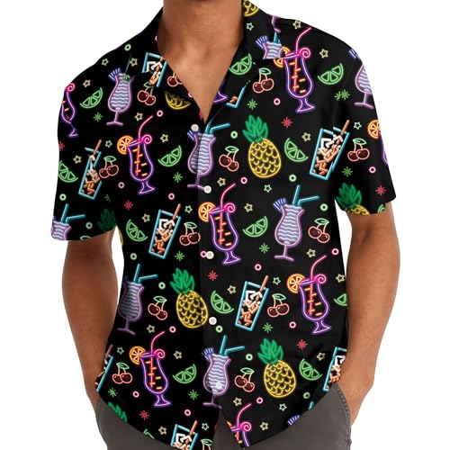 ACEPrints Chemise hawaïenne pour homme, chemise boutonnée décontractée pour homme, chemise hawaïenne à manches courtes boutonnée pour homme, 3XL – vue 2