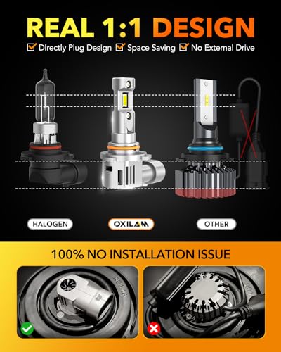 Image of OXILAM H11 /H9 /H8 9005 /HB3 LED Light Bulbs Combo, 100,000 Lumens 1200% Brighter 6500K Cool White H11 9005 Bulbs, IP68 Waterproof, 1:1 Beam Design, 60000Hrs Lifespan, No Flicker, Pack of 4