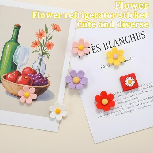 Set de 14 imanes decorativos florales para refrigerador miniatura 6