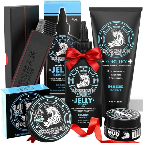 Bossman Complete Beard Kit for Men – Grooming Gift Set – Magic Scent
