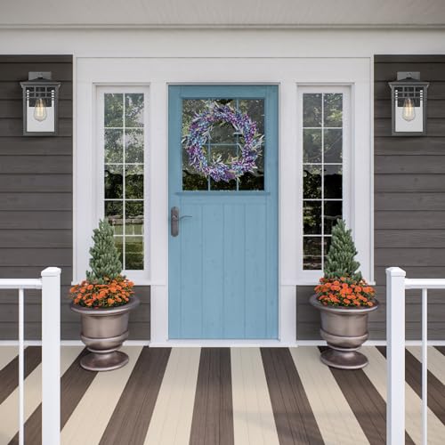 Image of Outdoor Light Fixture Wall Mount, Modern Farmhouse Exterior Wall Sconce with Seeded Glass for Porch, Waterproof Industrial Craftsman Carriage Lantern Lamp Outside for House Patio Yard Garage