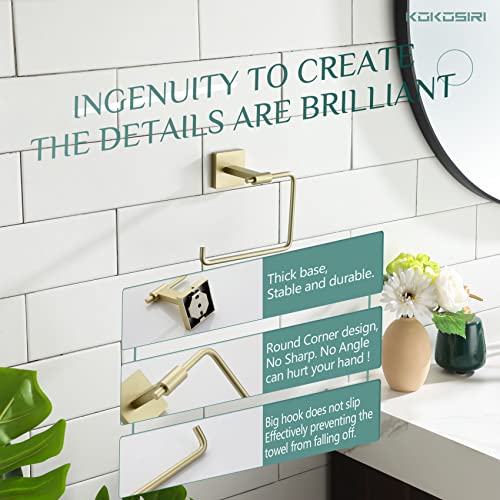 Kokosiri Toilet Paper Holder Paper Bathroom Roll Paper Holder Hand Towel Ring Bath Towel Holder Brushed Gold B2005Bg+B3007Bg #TOP6