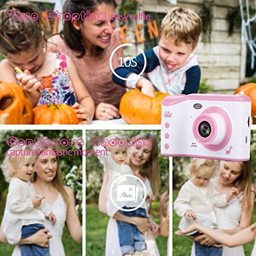 Kids Camera, 8.0MP Digital Dual Camera Rechargeable Shockproof Camcorder Camera with 2.8 Inch Touch Screen,32GB SD Card Included, Ideal Toy for 3-12 Years Old Girls Boys Party Outdoor(Pink)
